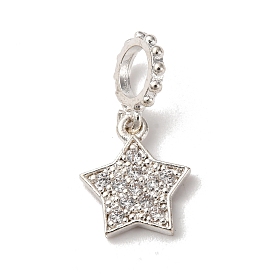 Латунные микро проложить кубического циркония подвески, звезда, без кадмия и без свинца, стойки покрытие, долговечный