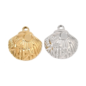 304 Stainless Steel Pendants, Shell Shape Charms