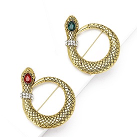 Alloy Rhinestone Brooch for Backpack Clothes, Snake