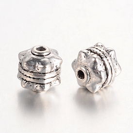 Perles plaquées argent tibétain, sans plomb et sans cadmium, ronde, 10x10mm, Trou: 2mm