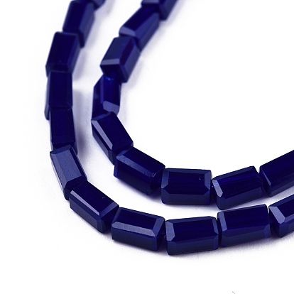 Opaque Solid Color Glass Beads Strands, Rectangle
