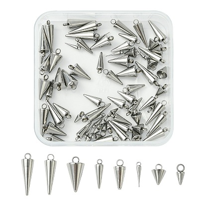 80 шт 8 стили подвески из нержавеющей стали, шип / конус