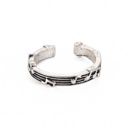 Musical Note Open Cuff Ring, Tibetan Style Alloy Jewelry for Women, Cadmium Free & Lead Free
