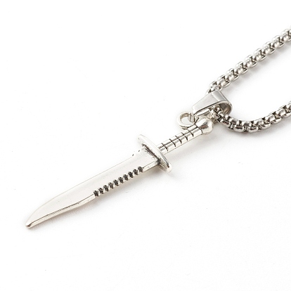 Men's Alloy Pendant Necklaces, with 304 Stainless Steel Box Chains, Knife