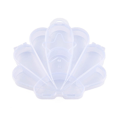 Shell Shaped Polypropylene(PP) Bead Storage Containers, with Hinged Lid and 9 Grids, for Jewelry Small Accessories