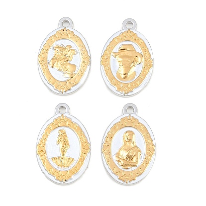 Baking Paint 304 Stainless Steel Pendants, Oval Charms, Ion Plating(IP)