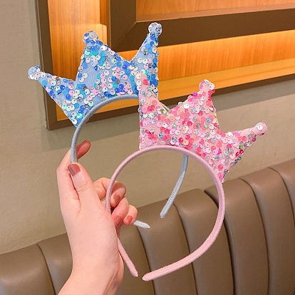 Sequin Children's Princess Crown Cloth Hair Bands, for Girls