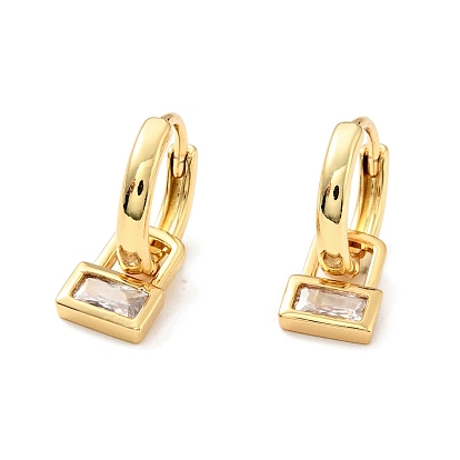 Серьги-кольца с прямоугольным замком из прозрачного кубического циркония, стеллаж для латунных украшений для женщин, без кадмия, без никеля и без свинца