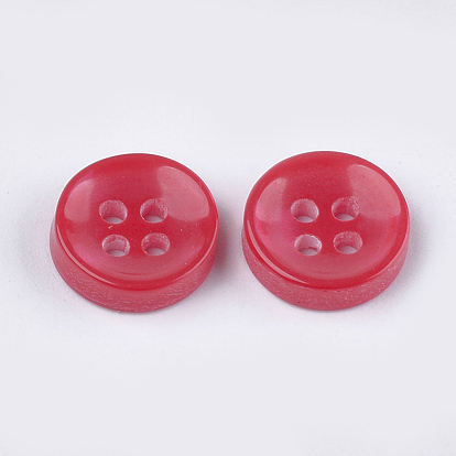 Resin Buttons, 4-Hole, Flat Round