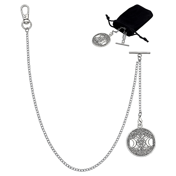Chaîne de montre de poche à clip en aluminium, chaîne de gilet de poche en métal vintage, avec alliage homard fermoirs pince