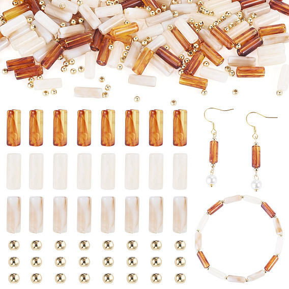 DIY Jewelry Making Kits, including 150Pcs Opaque Acrylic Imitation Gemstone Beads and 150Pcs Brass Beads