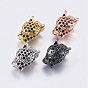 Brass Micro Pave Cubic Zirconia Beads, Leopard