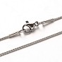 1mm 201 Stainless Steel Round Snake Chain Necklaces for Women Men, with Lobster Claw Clasps