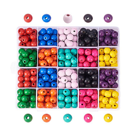 Деревянные бусины, окрашенные, круглые