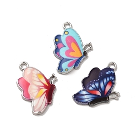 Alloy Enamel Pendants, Platinum, Butterfly Charm