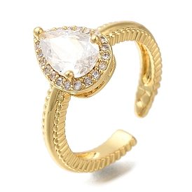 Открытые манжеты из латуни с микро-паве и кубическим цирконием для женщин, долговечный, реальный 18 k позолоченный