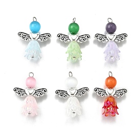 Подвески "кошачий глаз", с алюминиевым крылом и акриловыми колпачками, ангел