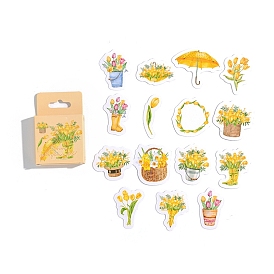 45Pcs Flower Waterproof Self Adhesive Paper Stickers, for Suitcase, Skateboard, Refrigerator, Helmet, Mobile Phone Shell