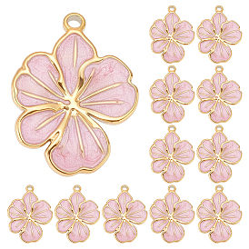 12 piezas 304 colgantes de acero inoxidable esmaltado, encantos de la flor, revestimiento de iones (ip), real 18 k chapado en oro