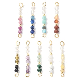 Круглые граненые подвески-фигурки из натуральных драгоценных камней, латуни и 304 результатов из нержавеющей стали, золотые