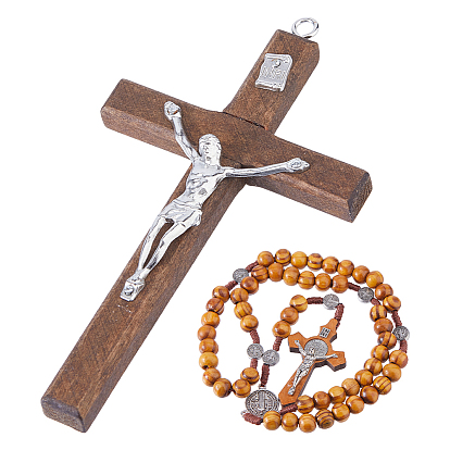 1 Деревянная крестика с подвеской из сплава, крест Иисуса, крестик, четки, бусы для мужчин и женщин, с 1PC религиозный крест деревянные большие подвески, верблюжие