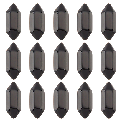 Граненые без отверстий натуральные черные обсидиановые лечебные камни, палочка для медитативной терапии, уравновешивающая энергию рейки, точки с двойным завершением, для проволоки, свернутой подвесками решений, окрашенная и подогревом