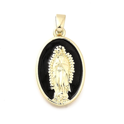 Латунь эмаль подвески, овал с подвесками Девы Марии