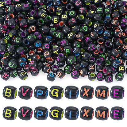 300 непрозрачные акриловые бусины, рондель с письмом
