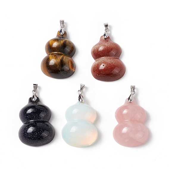 Природные и синтетические Gemstone подвески, с латунной фурнитурой платинового цвета, тыквенное очарование