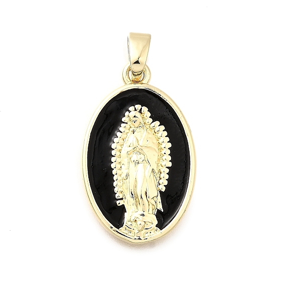 Латунь эмаль подвески, овал с подвесками Девы Марии