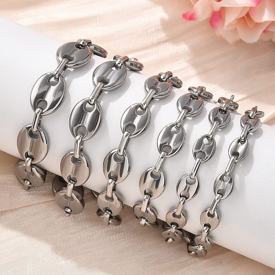 304 браслеты-цепочки с овальными звеньями из нержавеющей стали для мужчин и женщин, ссылка на кофейные зерна