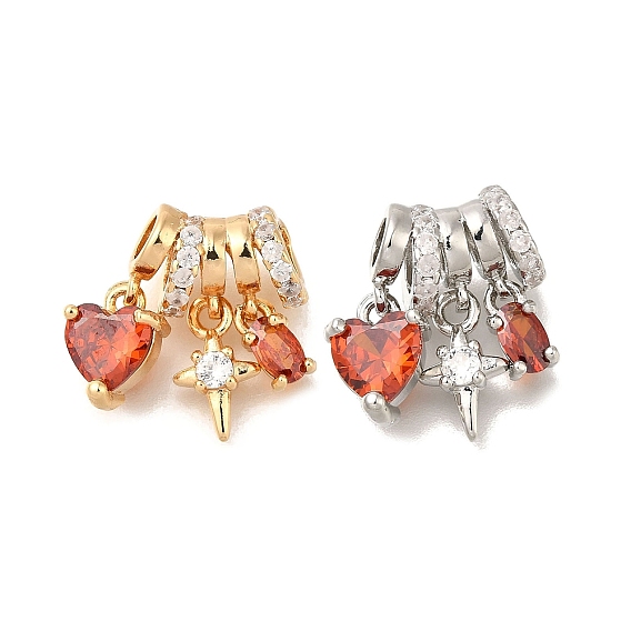 Латунные микро проложить кубического циркония подвески, без кадмия, без никеля и без свинца, сердце прелести