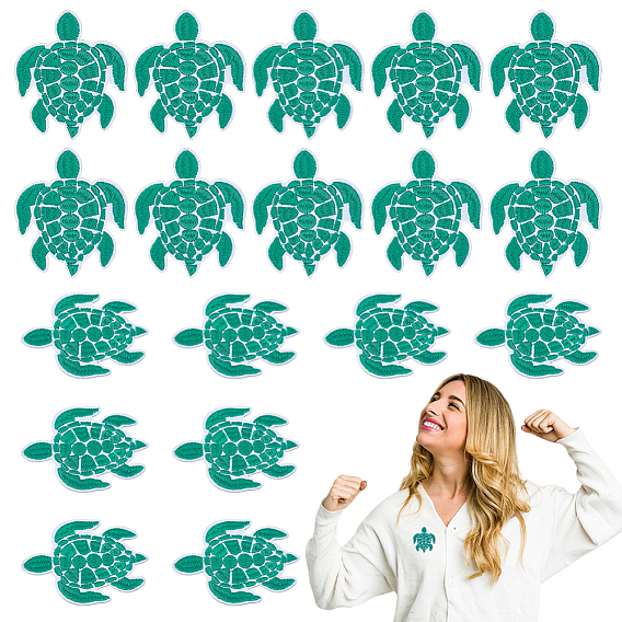 Заплатки из полиэстера и фетра для вышивки и пришивания, термоклей, аппликации из ткани, черепаха