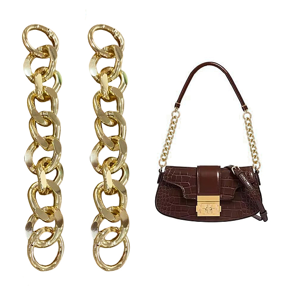 2Pcs Aluminum Curb Chain Purse Strap Extender, with Aolly Spring Gate Rings, Bag Replacement Accessories