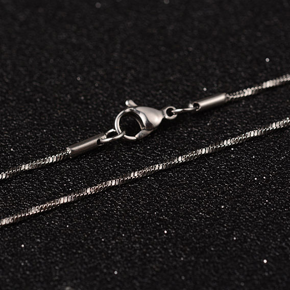 304 из нержавеющей стали цепи ожерелья, с кольцом из нержавеющей стали 201, с карабин-лобстерами , 19.6 дюйм (50 см), 1.3 мм