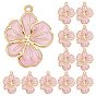 12pcs 304 pendentifs en acier inoxydable émaillé, charmes de fleurs, placage ionique (ip), réel 18 k plaqué or