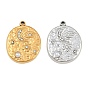 304 Colgantes de acero inoxidable con diamantes de imitación de cristal y perlas de plástico, Óvalo martillado con amuletos de ojo turco, luna y estrella.