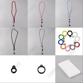 5pcs 5 couleurs sangle de cou en polyester, sangle de lanière anti-perte de stylo vape, avec pendentif en silicone de style 3