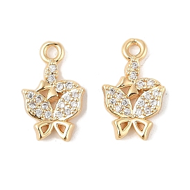 Латунные микропаве прозрачные подвески с фианитом, без кадмия, без никеля и без свинца, бабочки прелести