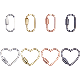 8 шт. 2 стили 4 цвета карабин с винтовым креплением из сплава, подвески, овальные и сердце