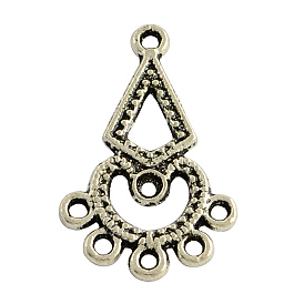 Tibetan Style Alloy Chandelier Components, Cadmium Free & Lead Free, 26x17x1mm, Hole: 2mm