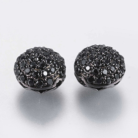 Micro en laiton pavent des perles cubes de zircone, rondelle creuse, noir