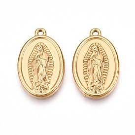 304 подвески из нержавеющей стали, ионное покрытие (ip), овал с подвесками Девы Марии