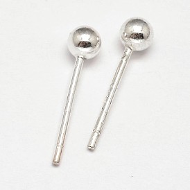 925 Sterling Silver Ear Stud Findings, Earring Posts, 14x7mm, Pin: 0.8mm