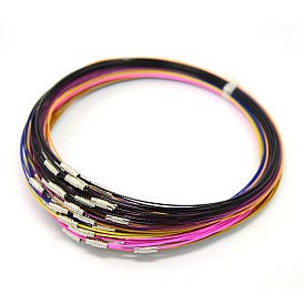  201 Stainless Steel Wire Necklace Cord, Nice for DIY Jewelry Making, with Brass Screw Clasp