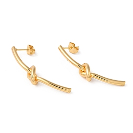 Rack Plating Brass Knot Dangle Stud Earrings, Long-Lasting Plated