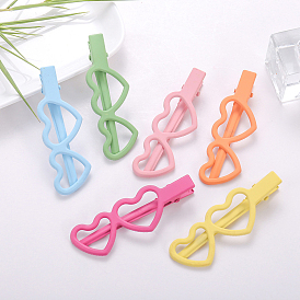 Spray Painted Alloy Alligator Hair Clips, Double Heart