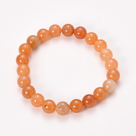 Perles aventurine rouge naturel bracelets extensibles, ronde
