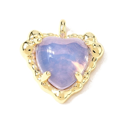 Латунь стекло кулоны, сердце прелести, долговечный, без кадмия и без свинца