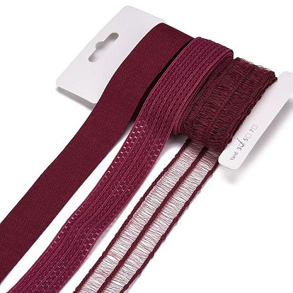 9 Yards 3 Styles Polyester Ribbon, for DIY Handmade Craft, Hair Bowknots and Gift Decoration, Dark Red Color Palette